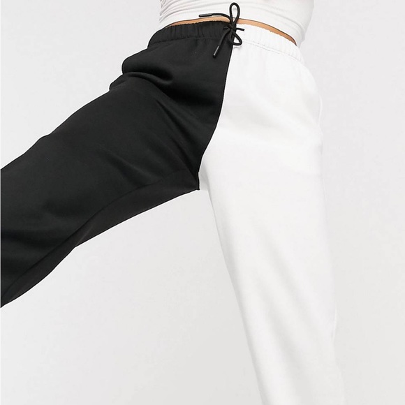 Topshop half-and-half sweatpants in monochrome | black & white | athleisure - Picture 2 of 4